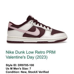 Nike Dunk Low Retro PRM Valentine's Day (2023) (Size 7 MENS)